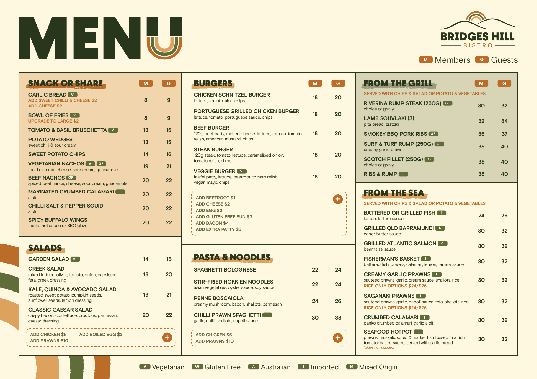 Main menu, page 1
